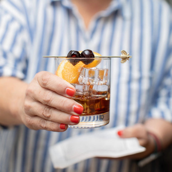 old fashioned with boozy cherry 
